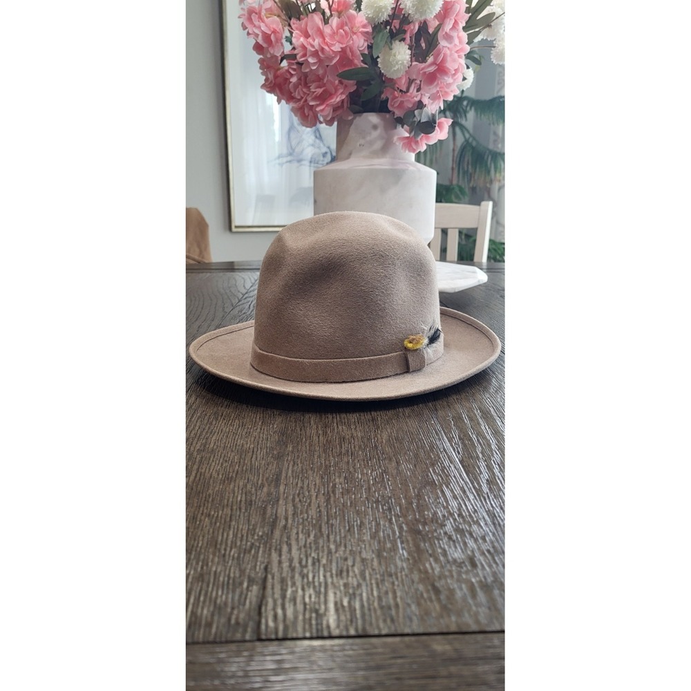 Vintage 50s Stetson Royal DeLuxe Fedora Hat 7 1/8 Beige Felt  USA Mint Condition